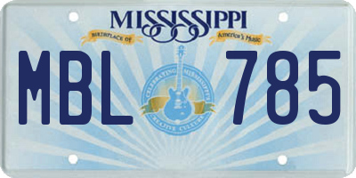 MS license plate MBL785