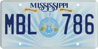 MS license plate MBL786