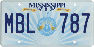 MS license plate MBL787