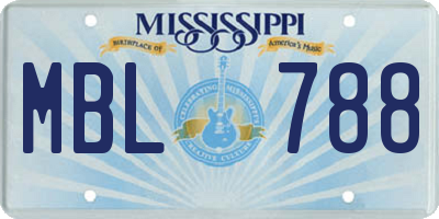 MS license plate MBL788