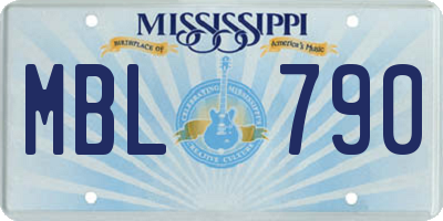 MS license plate MBL790