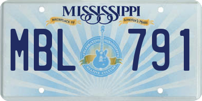 MS license plate MBL791