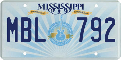 MS license plate MBL792