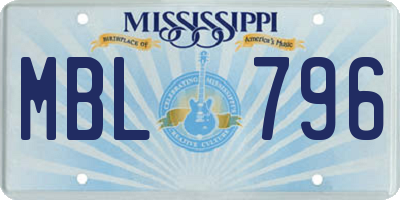 MS license plate MBL796