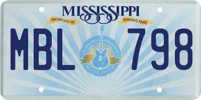 MS license plate MBL798