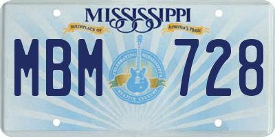 MS license plate MBM728