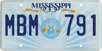 MS license plate MBM791