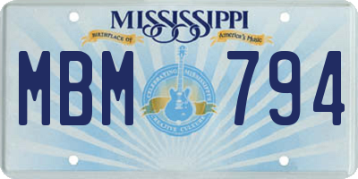 MS license plate MBM794
