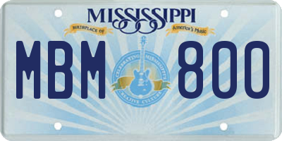 MS license plate MBM800