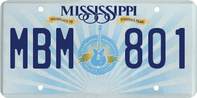 MS license plate MBM801