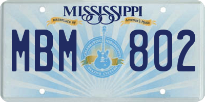 MS license plate MBM802