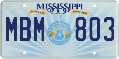 MS license plate MBM803