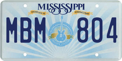 MS license plate MBM804