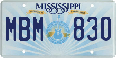 MS license plate MBM830