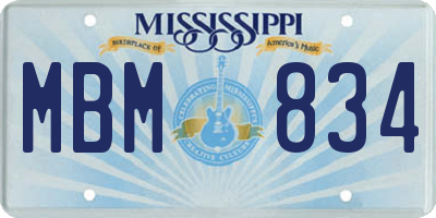 MS license plate MBM834