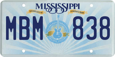 MS license plate MBM838