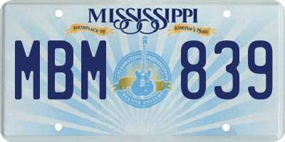 MS license plate MBM839