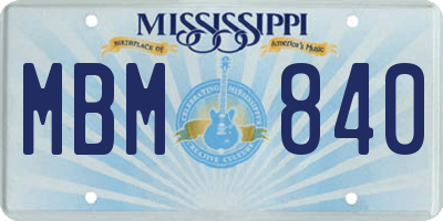 MS license plate MBM840