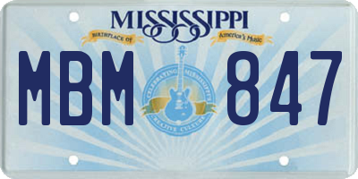 MS license plate MBM847