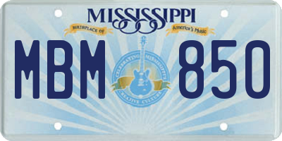 MS license plate MBM850