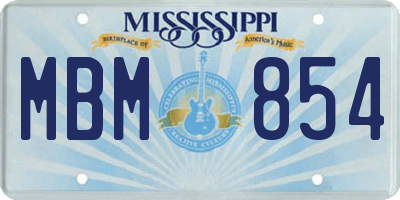 MS license plate MBM854