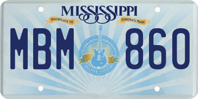 MS license plate MBM860