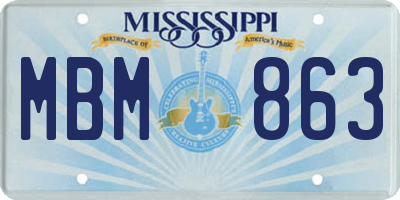 MS license plate MBM863