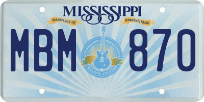 MS license plate MBM870