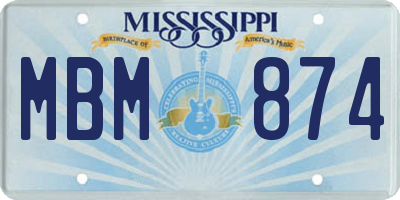 MS license plate MBM874