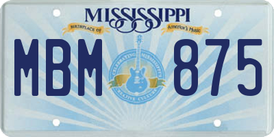 MS license plate MBM875