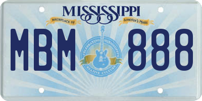 MS license plate MBM888