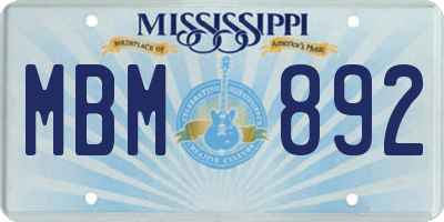 MS license plate MBM892
