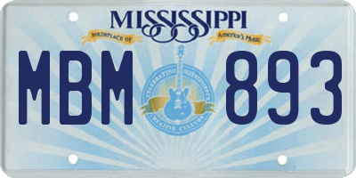 MS license plate MBM893