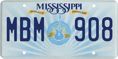 MS license plate MBM908