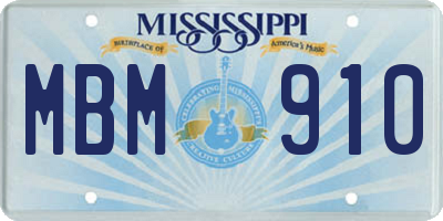 MS license plate MBM910