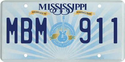 MS license plate MBM911