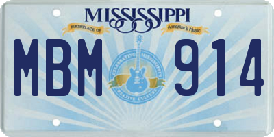 MS license plate MBM914