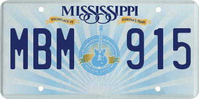 MS license plate MBM915