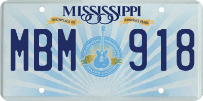 MS license plate MBM918