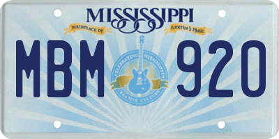 MS license plate MBM920
