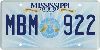 MS license plate MBM922