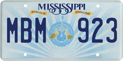 MS license plate MBM923