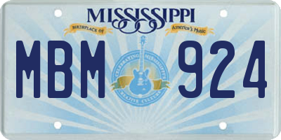 MS license plate MBM924