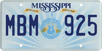 MS license plate MBM925