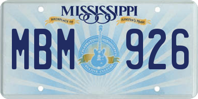 MS license plate MBM926