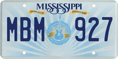 MS license plate MBM927
