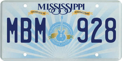MS license plate MBM928
