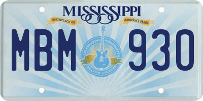 MS license plate MBM930