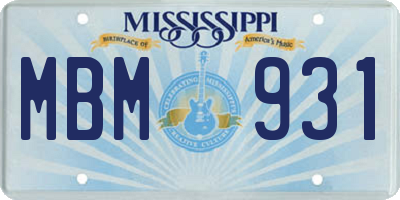 MS license plate MBM931