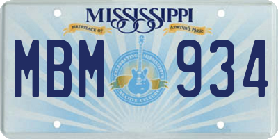 MS license plate MBM934